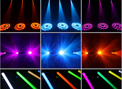 What are the moving head and PAR lights?